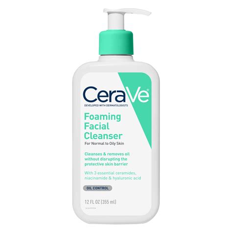 cerave foaming facial cleanser daily face wash  normal  oily skin