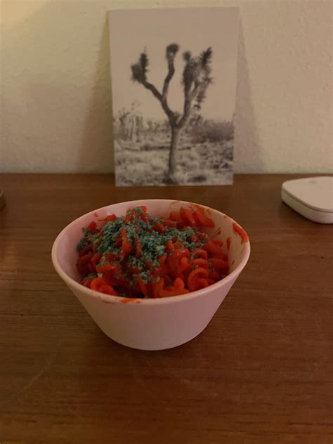 Flaming Hot Cheetos Mac And Cheese With A Blue Taki Topping Badfoodporn