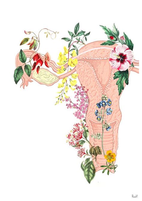 Flowery Uterus White Poster Obgyn T Nature Anatomy Etsy Feminist Art Flower Prints Art Art