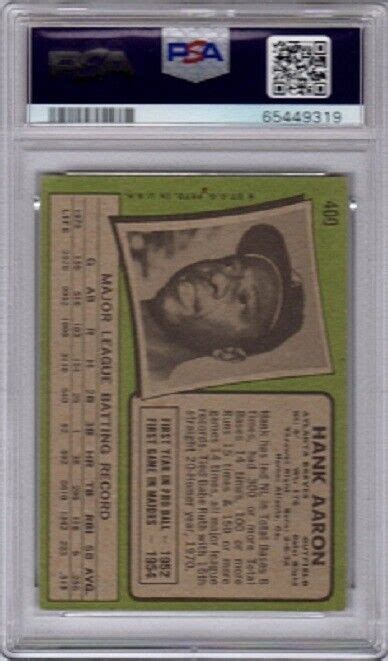 Hank Aaron Topps Baseball Card Graded Psa Excellent Ex Ebay