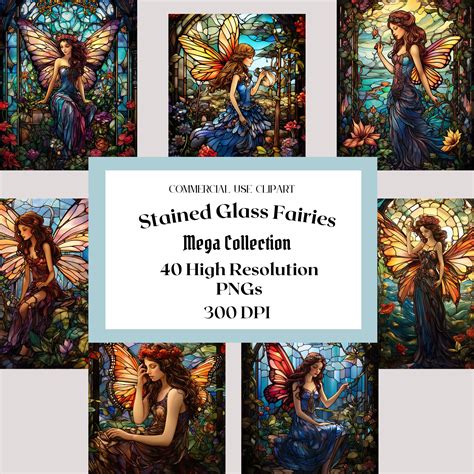 Stained Glass Fairies Clipart Digital Download Free Commercial Use Instant Download Sublimation