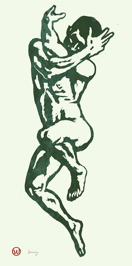 Man Nude Pop Stylised Etching Art Poster Drawing By Kim Wang Fine Art America