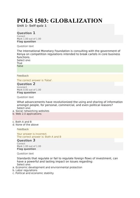 POLS 1503 Written Assignment POLS 1503 GLOBALIZATION Unit 1 Self