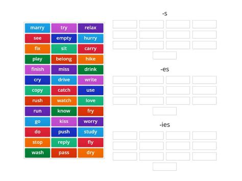 Present Simple 3rd Person Singular S Es Ies Posortuj
