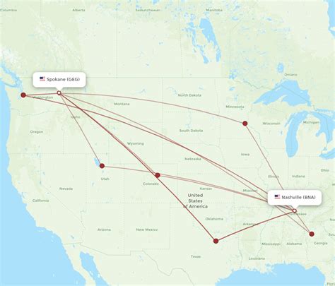 Flights From Nashville To Spokane Bna To Geg Flight Routes