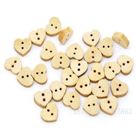 50 шт., деревянные пуговицы с двумя отверстиями, 13 х11 мм | AliExpress