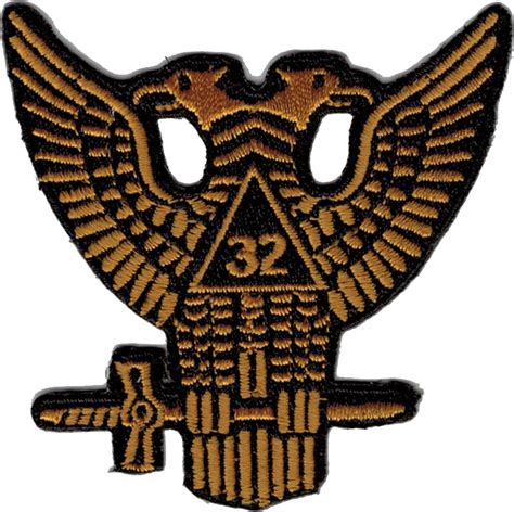 Scottish Rite 32nd Degree Wings Up Iron On Patch Gold 275