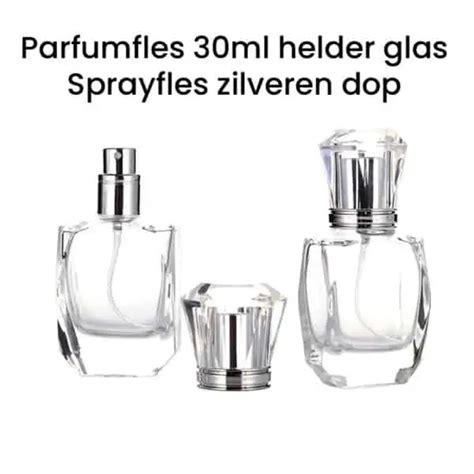 Luxe Parfumfles 30ml Helder Glas Sprayfles Zilveren Dop YBMC