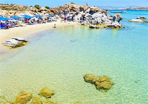 Kolymbithres beach och Taverna Vigla på Paros i Kykladerna