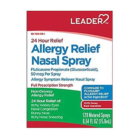 Leader 24 Hour Allergy Relief Nasal Spray 120 Ea 2 Pack