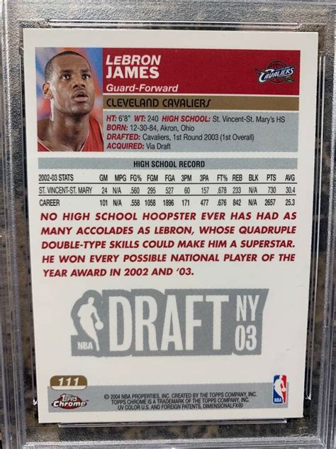 2003 TOPPS CHROME LEBRON JAMES ROOKIE CARD 111 PSA 8 NM MINT EBay