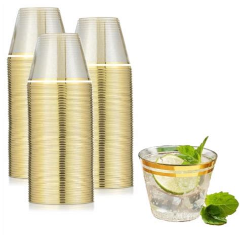 Perfect Settings Gold Glitter Gold Line Plastic Cups Oz