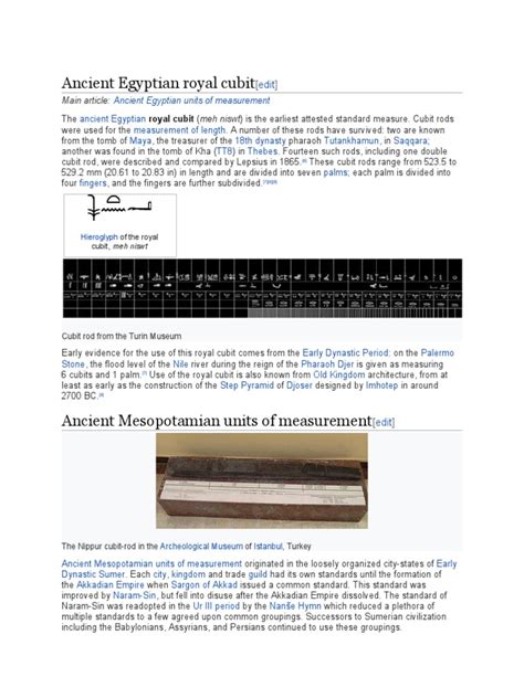 Ancient Egyptian Royal Cubit Pdf Units Of Measurement Archaeology