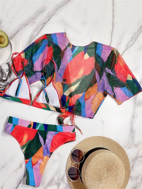 Sexy Knotted Straps Neck Backless Raised Waist Bikini Swimwear Td Mercado