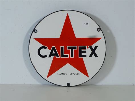 Caltex Marque D Pos E Petite Plaque Maill E De Pompe Essence