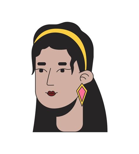 Bela mulher latina penteado retrô cabeça de personagem de desenho