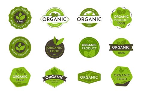 Premium Vector Set Of Round Organic Logo Green Stamp