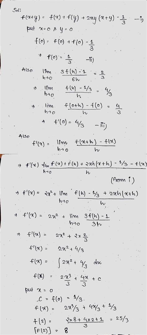 A Differentiable F Satisfying A Relation Fxy Fxfy2xyxy Dfrac 1 3 Forall Xyepsilon