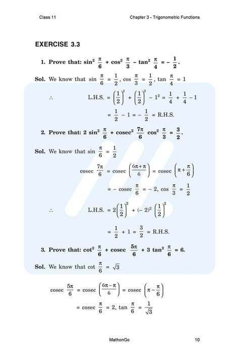 Ncert Solutions For Class 11 Maths Chapter 3 Trigonometric Functions Mathongo