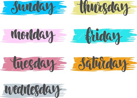 premium vector day set hand drawn lettering