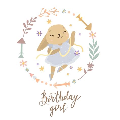 Premium Vector Birthday Girl Bunny