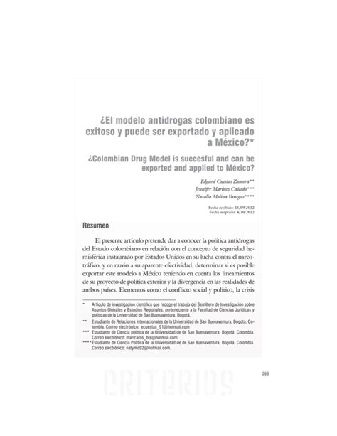 El Modelo Antidrogas Colombiano Es Exitoso Y Puede Ser