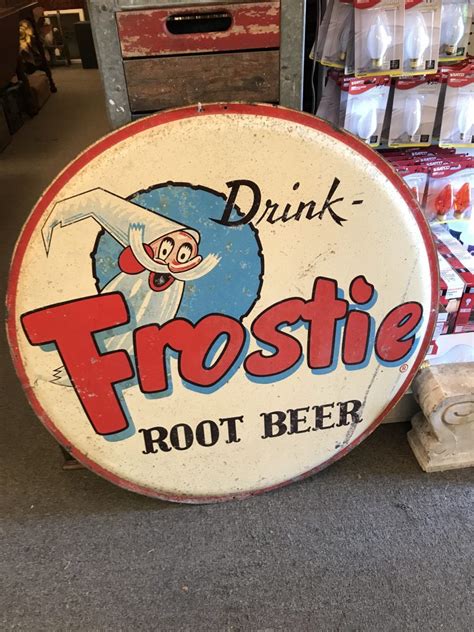 Drink Frostie Root Beer Sign Vintage 36 Inch Round 1940s The Lighting