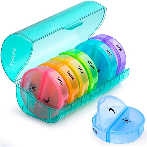 Buy Weekly Pill Organizer 7 Day 2 Times A Day Sukuos Large Daily Pill