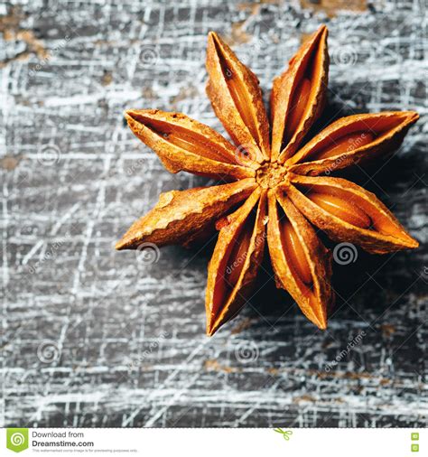 Star Anise On Vintage Texture Table Stock Photo Image Of Anise