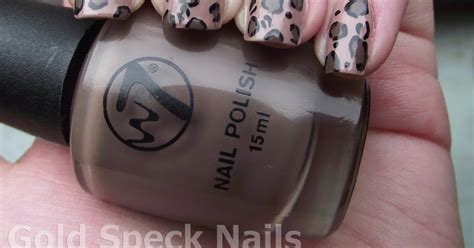 Gold Speck Nails Nude Leopard Print Models Own W