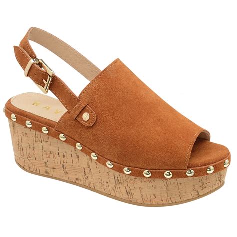 Buy Ravel Ladies Cutler Wedge Sandals Online In Tan Suede