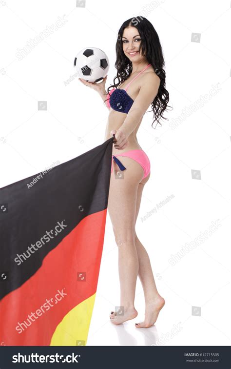 Sexy Football Fan Bikini Ball Hand Stock Photo 612715505 Shutterstock
