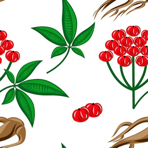 Premium Vector Ginseng Vector Seamless Pattern