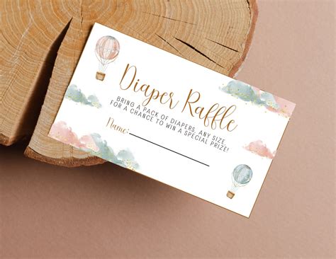 Adventure Awaits Baby Shower Diaper Raffle Cards Hot Air Balloon Baby Shower Twins Baby Shower