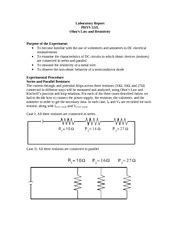 Ohms Law Laboratory Report Phys L Ohm S Law And Resistivity