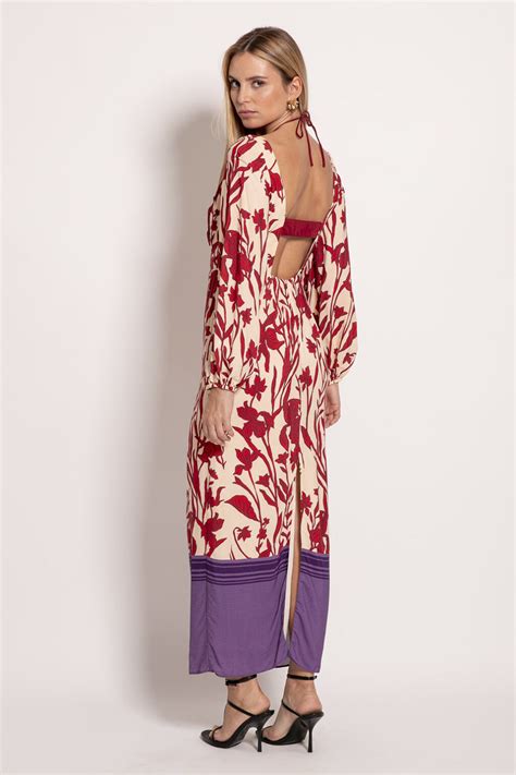 Long Sleeve Floral Dress Kalinda Colour Nude