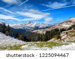 snowy mountaintops   pyrenees image  stock photo
