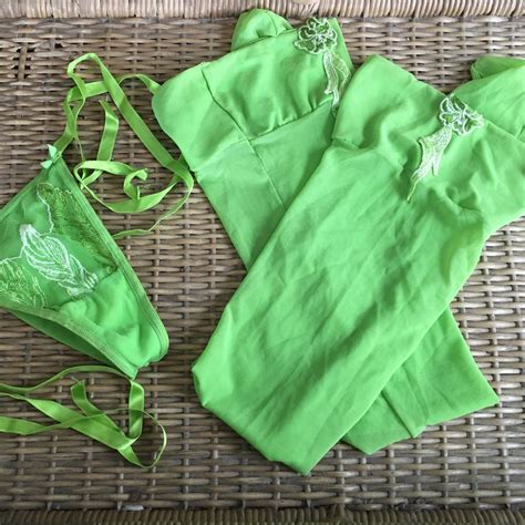 Conjunto Meia E Calcinha Fio Dental Verde Lingerie Feminina Fruit