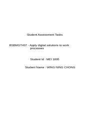 BSBMGT407 Task 2 Docx Student Assessment Tasks BSBMGT407 Apply