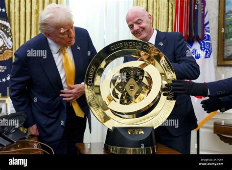 President Donald Trump, left, and FIFA President Gianni Infantino stand