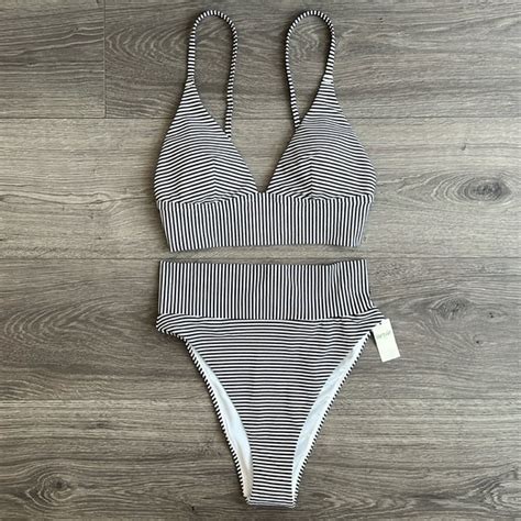 Aerie Swim Aerie Bikini Set Triangle Top High Cut Cheeky Bottom
