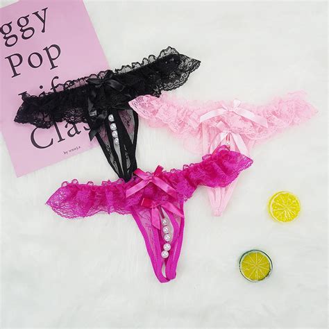 Billionm Sexy Erotic Lace Panties G String Micro Thong Invisible Porn Pearl Tanga Intimate