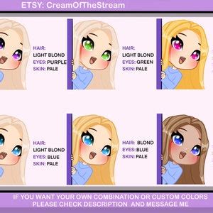 Blonde Girl Emote Kick Emotes Pcs Pack OLGA Blond Hair Honey Eyes Pale Skin Etsy
