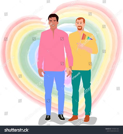 Gay Couple Holding Hands Showing Their Stock Vector Royalty Free 1970381363 Shutterstock