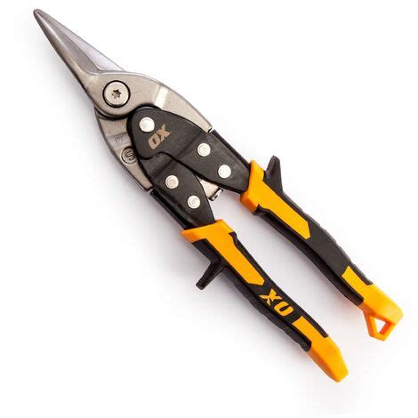 Ox Pro Extra Heavy Duty Adjustable Aviation Snips Straight Cut Yellow