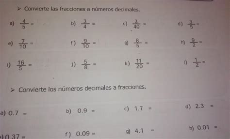 Convierte Las Fracciones A N Meros Decimales Brainly Lat