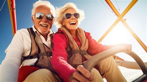Premium AI Image Elderly Couples Hot Air Balloon Flight Elderly