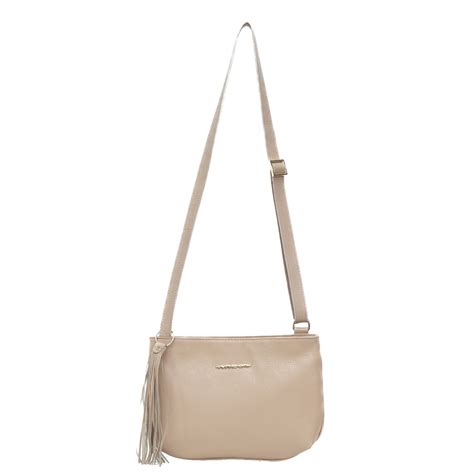 Bolsa Feminina de Couro Alça Transversal Nude
