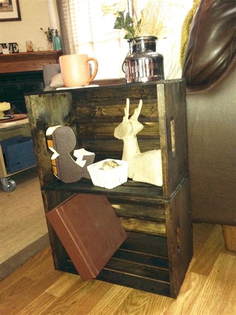 Items Similar To Handmade Wood Crate Night Stand Rustic End Table On Etsy