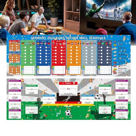 Germany 2024 Euro Soccer Wallchart-Euro 2024 Fixtures Poster,Soccer